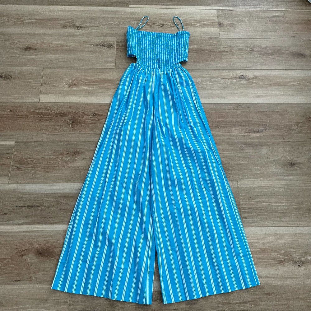 NWT Faithfull the Brand Baylee Jumpsuit Maya Stripe Print Blue size 2 - Picture 1 of 11